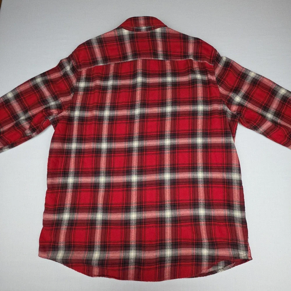 American Eagle Prep Fit Plaid Button Down Shirt Mens XL Red Flannel Cotton